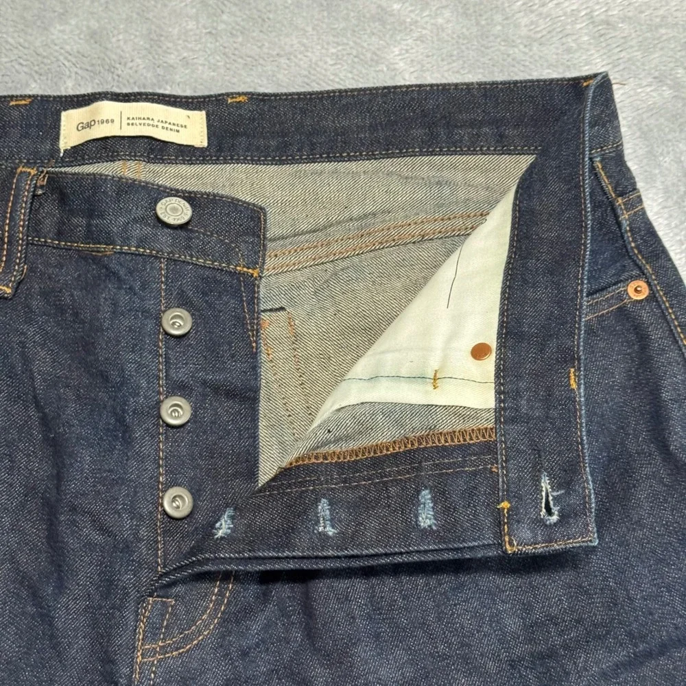 Gap Jeans Mens 36x34 Dark Indigo 1969 Kaihara Japanese Selvedge Slim Button Fly